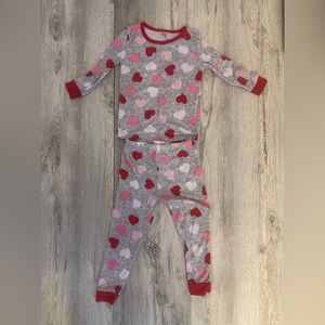 Essentials Kids Pajama Set - Red and Pink Hearts Valentines Day PJS